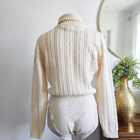 Rare 90's DKNY Wool Cream Sweater Luxury Long Sleeve Knitted Bodysuit Jumpsuit S - Picture 4 of 16